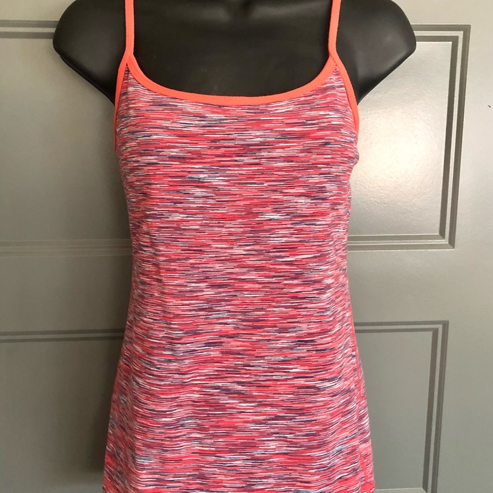 Lululemon built in bra coral & blue marled tank top size 10 in perfect c…